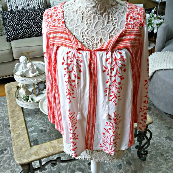 Lucky Brand Tops - EMBROIDERY Design Boho TUNIC KNIT BLOUSE Lucky BRAND